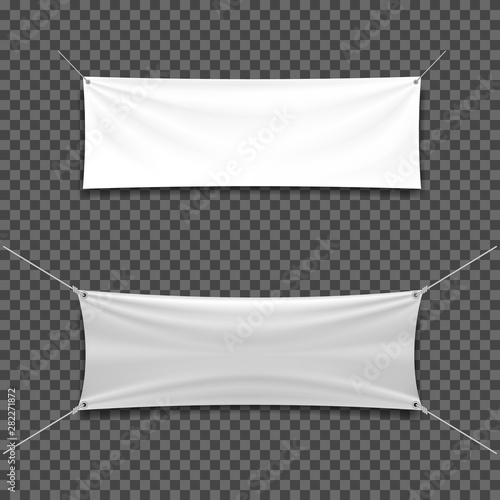 White mock up textile banners, isolated