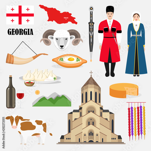 Georgian traditional symbols and sights set
