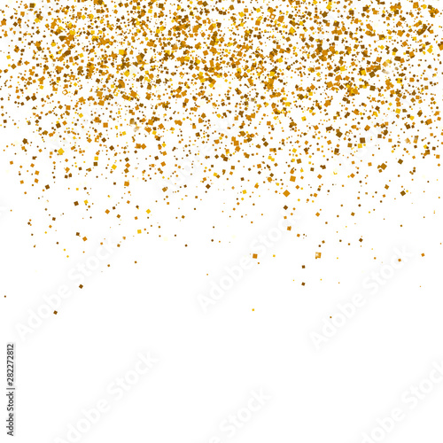 Gold sparkles on white background. 