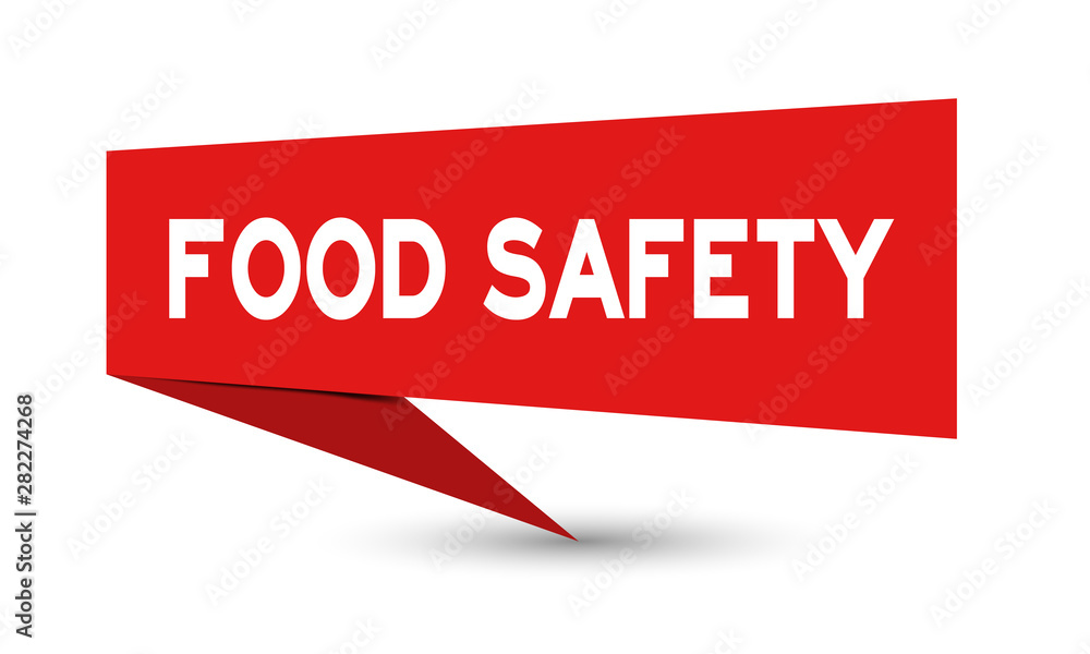 Red paper speech banner with word food safety on white background (Vector) Red paper speech banner with word food safety on white background (Vector)