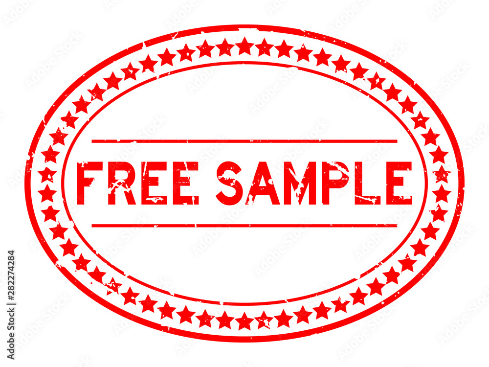 Grunge red free sample word oval rubber seal stamp on white background Grunge red free sample word oval rubber seal stamp on white background