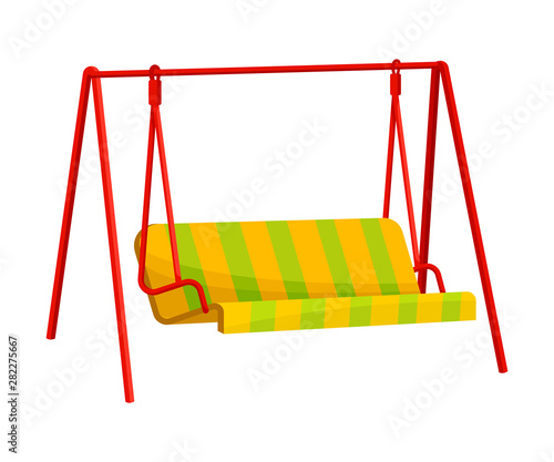 Country swing on a metal support. Vector illustration on white background.