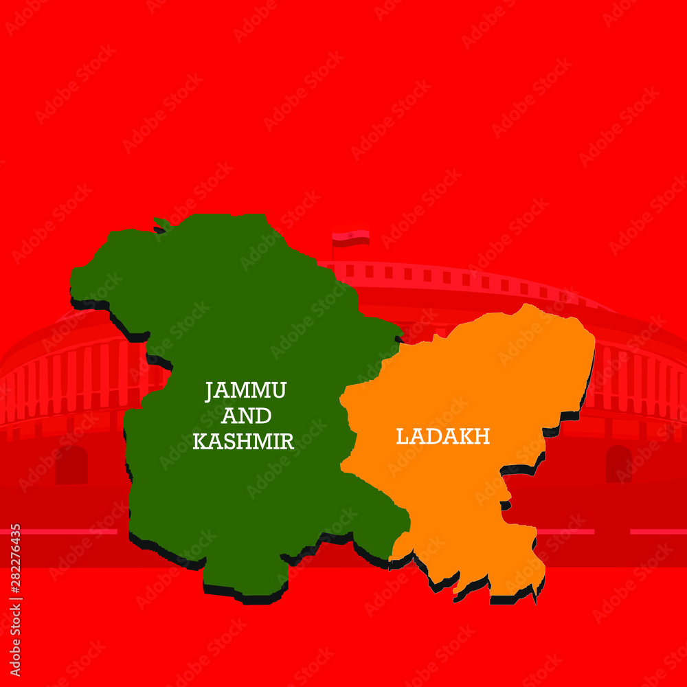 jammu kashmir ladakh map ( union territories of india) Stock Vector ...