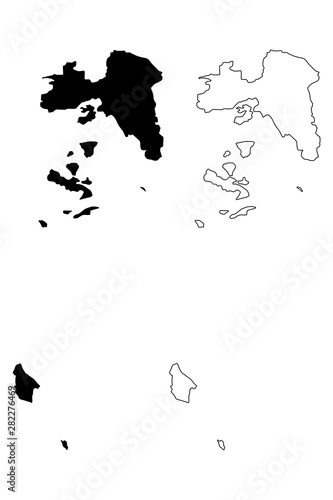 Картината върху платно Attica Region (Greece, Hellenic Republic, Hellas) map vector illustration, scrib