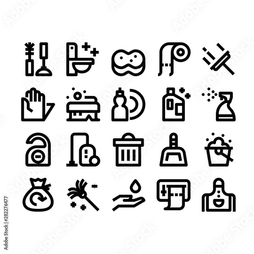Minimal style icons of cleaning