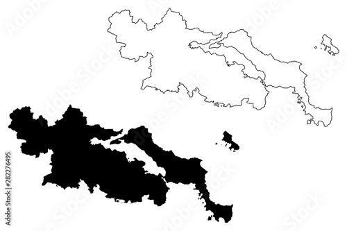 Central Greece Region (Greece, Hellenic Republic, Hellas) map vector illustration, scribble sketch Central Greece map