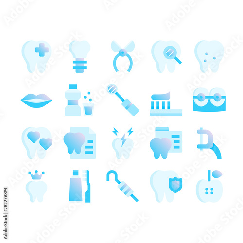 Minimal style icons of dental care