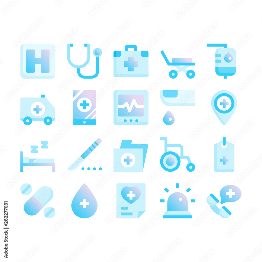 Minimal style icons of hospital and health care Minimal style icons of hospital and health care