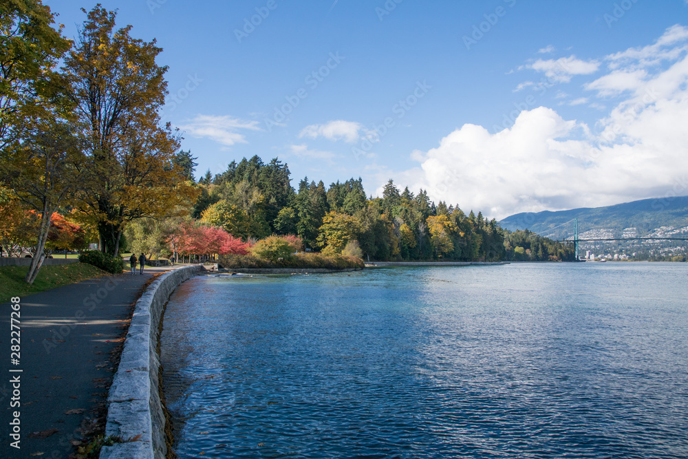 Naklejka premium view over bay at stanely park in downtown Vancouver Canada