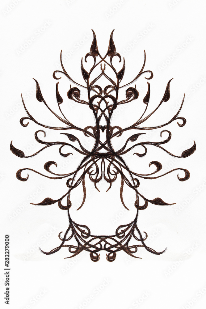 tree of life symbol on structured ornamental background, yggdrasil. tree of life symbol on structured ornamental background, yggdrasil.