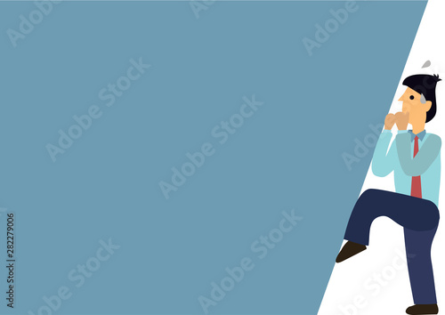 Metaphor of businessman in the corner of the frame