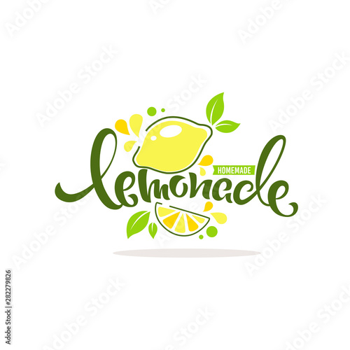 homemade lemonade, vector doodle  logo, label, emblem for your summer drink menu