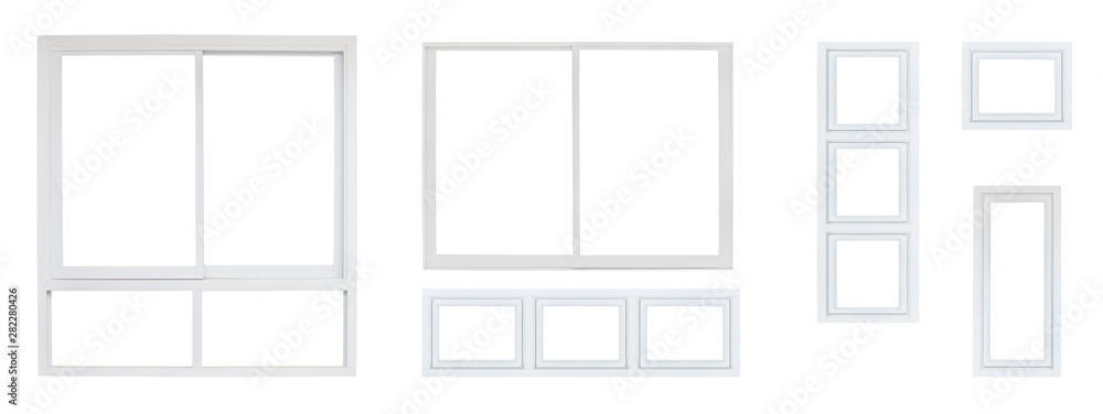 Modern house office or frontstore windows frame set collection isolated on white background