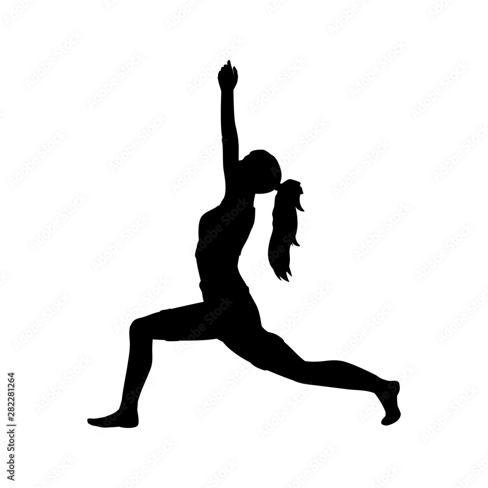 Silhouette girl yoga pose exercise flexibility. Vector illustration