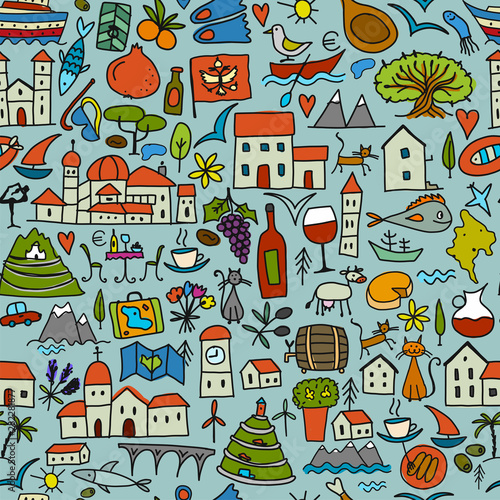 Travel to Montenegro, seamless pattern for your design