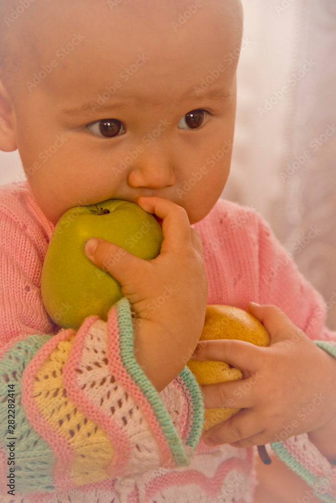 Beautiful Little Girl With Apples Beautiful Little Girl With Apples