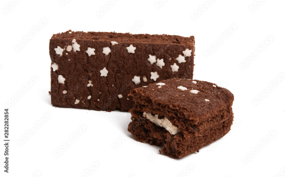 chocolate sponge cake isolated chocolate sponge cake isolated