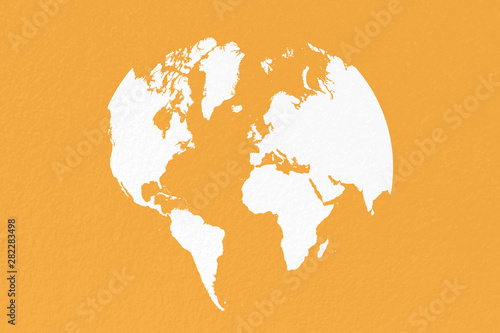 map world on pastel white paper background
