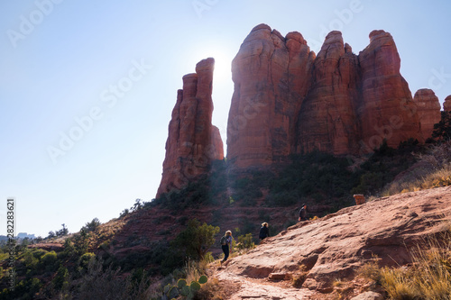 hikers at national park red rock formation , canyon , Sedona Arizona , 