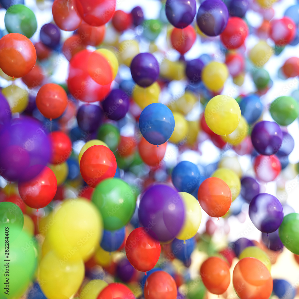 Multicolored balloons in blue sky Multicolored balloons in blue sky