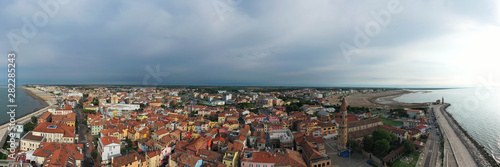 Caorle città-panoramica sul Duomo dall'alto