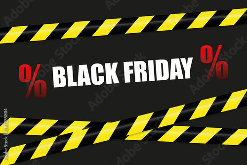black friday promotion with warning tape vector illustration EPS10