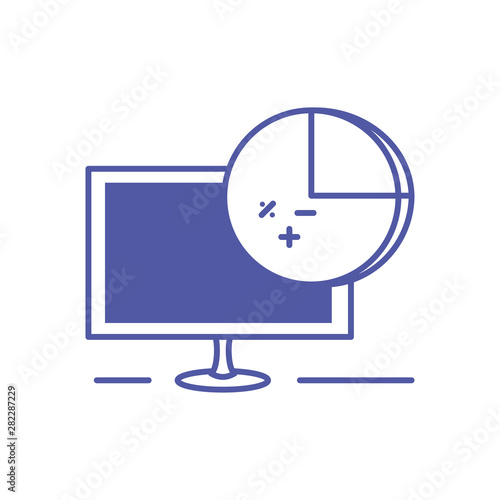 computer monitor with statistical graphics circular