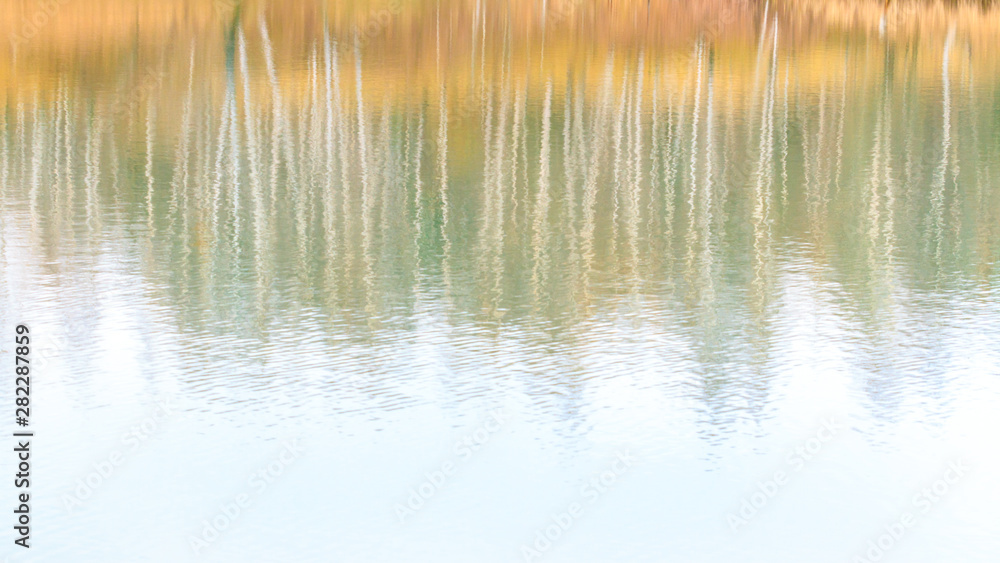 Abstract blurred bright fall background in pastel shades. Reflection of autumn forest in the lake. Abstract blurred bright fall background in pastel shades. Reflection of autumn forest in the lake.