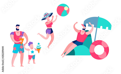 Father, Mother and Son Having Leisure on Resort,