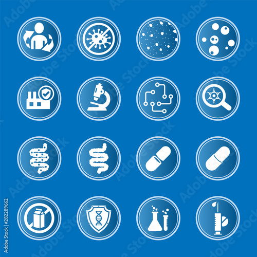 Collection of medical icons on the subject of the intestinal immune system photo