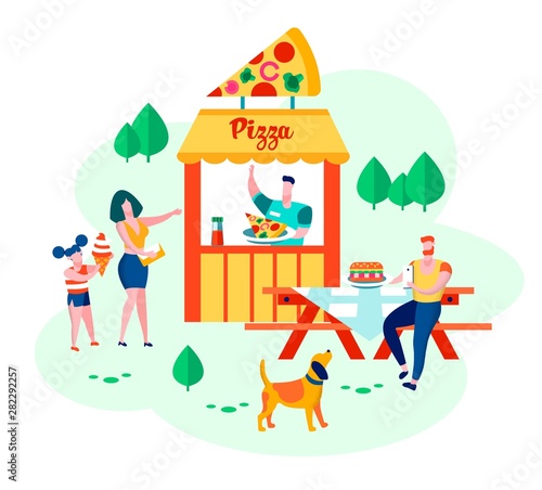 Happy Family of Mother, Father, Daughter and Dog
