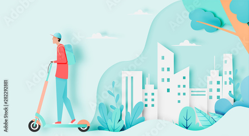 Man on electric scooter