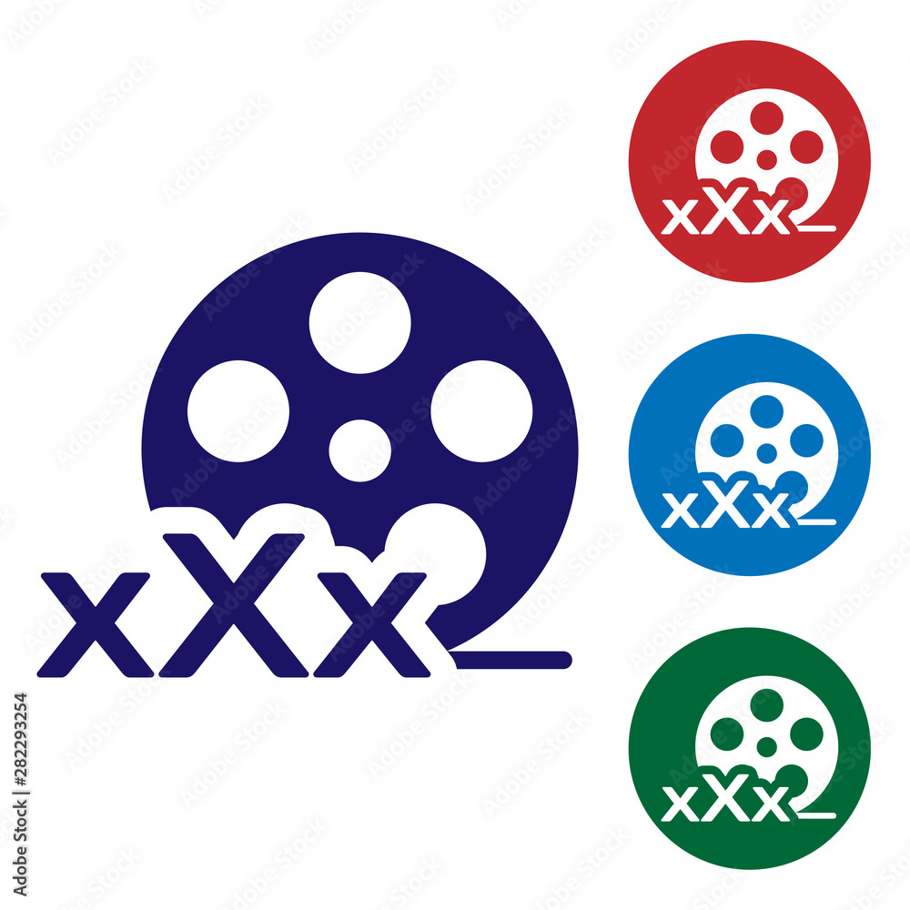 Bulu Pikchr Xxx - Vetor de Blue Film reel with inscription XXX icon isolated on white  background. Age restriction symbol. 18 plus content sign. Adult channel.  Set color icon in circle buttons. Vector Illustration do Stock |