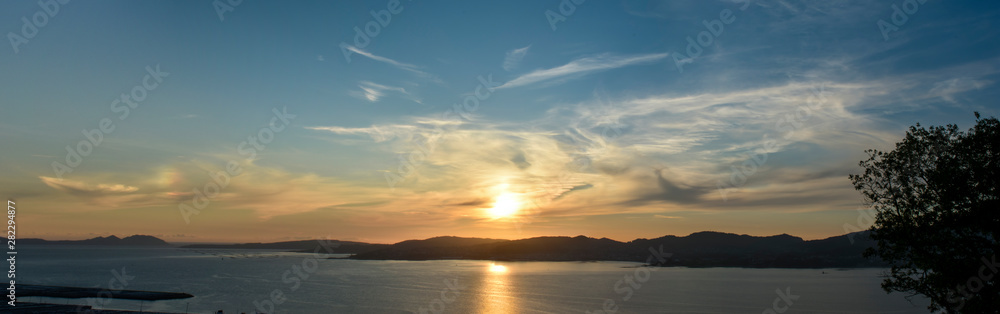 Panoramic view of Vigo's estuary from the Castro