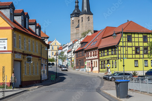 Innenstadt von Burg bei Magdeburg, Jerichower Land, Sachsen-Anhalt, mit bunten Häusern