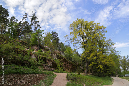 Mon repos - rocky landscape park of the 18th century on the bank of the Zashchitnaya Bay in the city of Vyborg  Russia