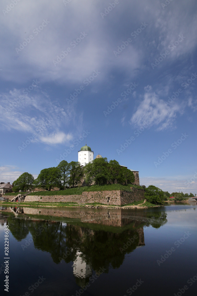 Vyborg, Russia - 05/21/2019: view of the 13th century Vyborg Castle.