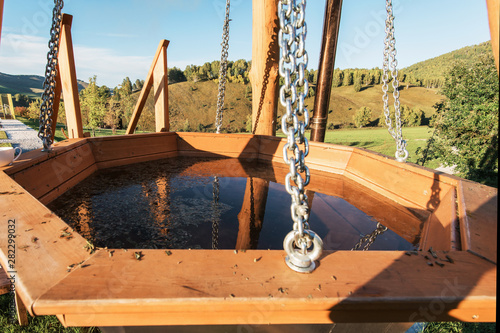Big vat with hot water and ...
