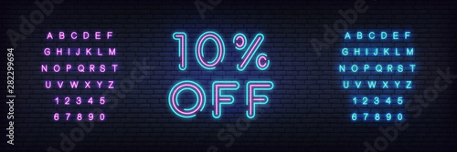 Sale neon template. Neon sale discount offer template