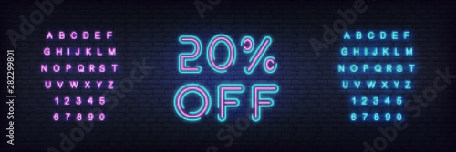 Sale neon template. Neon sale discount offer template