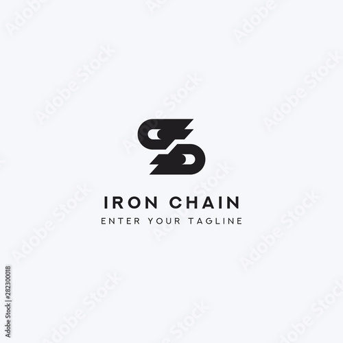 Letter logo S iron chain, concept letter S forming a split iron chain