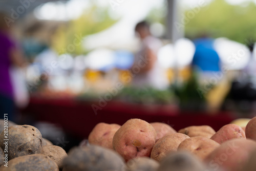 Potatoes closeup on the background of the farmers market
