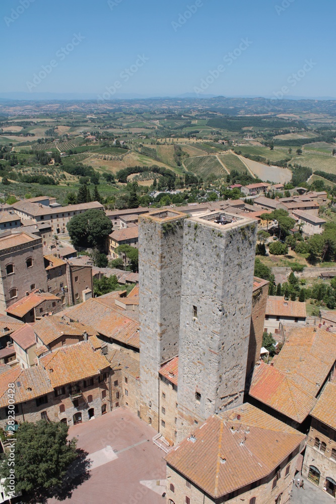 Landscape with parallel towers in San Gimignano