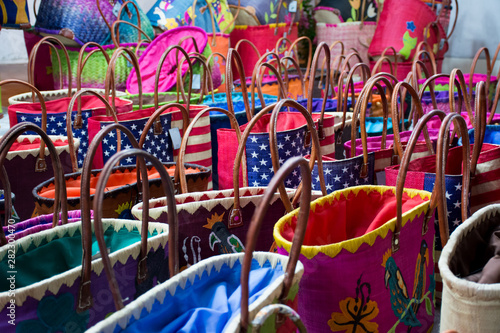 Close Up of Colored Cotton Bags