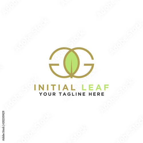 Initial GG logo. Stylish Monogram leaf design - Vector