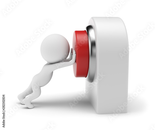 3D Small People - Pushing Red Button