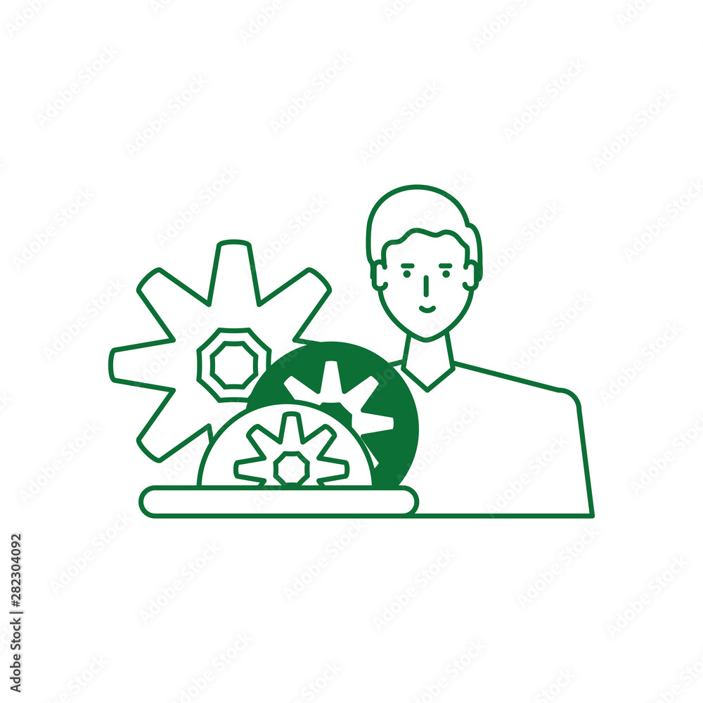 gears pinions machines with young man gears pinions machines with young man