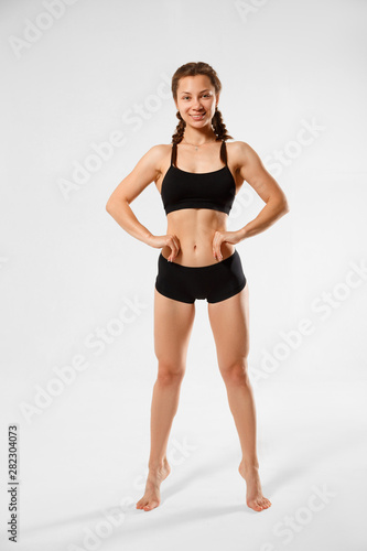 athletic girl with a slim body