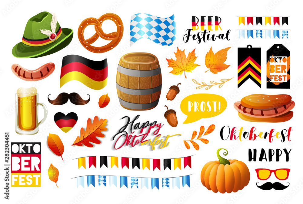 Fototapeta premium Set of Oktoberfest vector design elements. Vector EPS 10