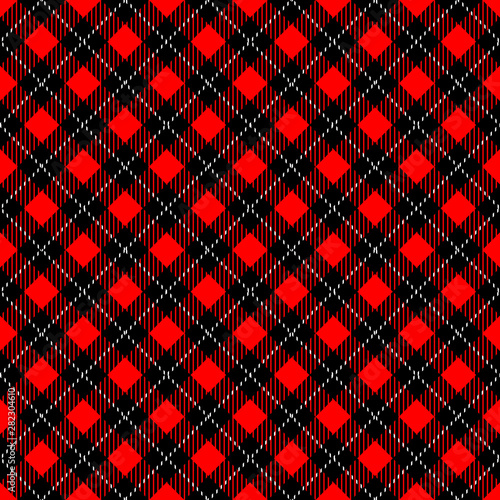 Simple red and black diagonal textured lumberjack plaid/ tartan plaid pattern for textile/fabric print